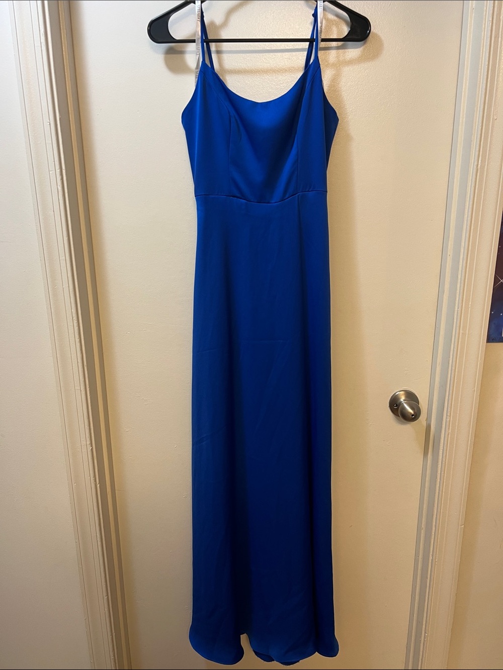 David's Bridal Royal Blue Spaghetti-Strap Maxi Dress